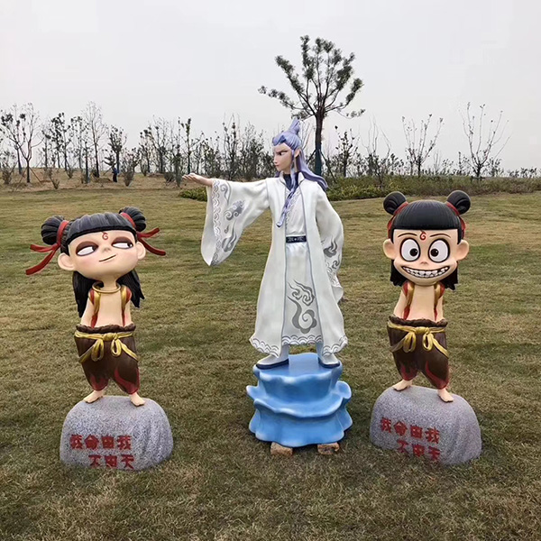 永平哪吒敖丙卡通玻璃钢雕塑