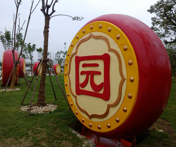 永平中国风玻璃钢标识大鼓